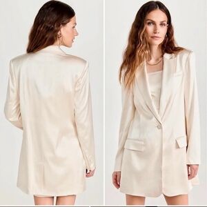 New Favorite Daughter Ivory Satin Break Up Blazer Structured Statement